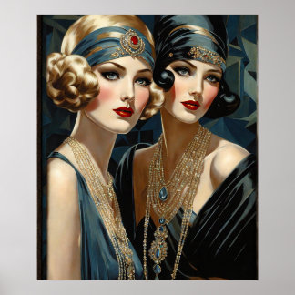 Póster Dos Flappers Con Colchón De Hombro Desactivado