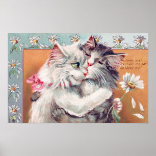 Póster Dos gatos abrazándose, Louis Wain
