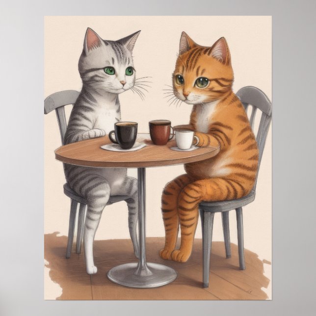 Póster Dos gatos cortos (Frente)