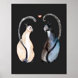 Póster Dos Gatos Enamorados