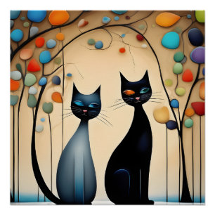 Póster Dos gatos encantadores