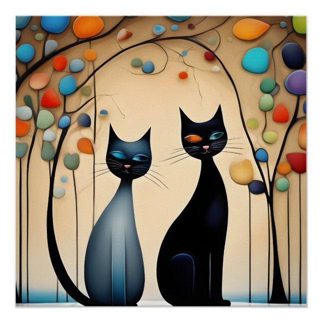 Póster Dos gatos encantadores (Anverso)