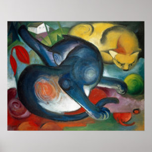 Póster Dos gatos, Franz Marc 1912