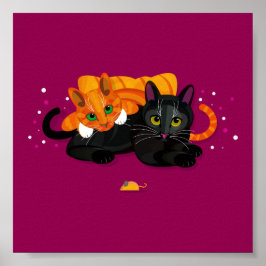 Póster Dos gatos geométricos colocados uno al lado del ot