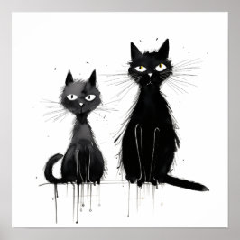 Póster Dos gatos negros