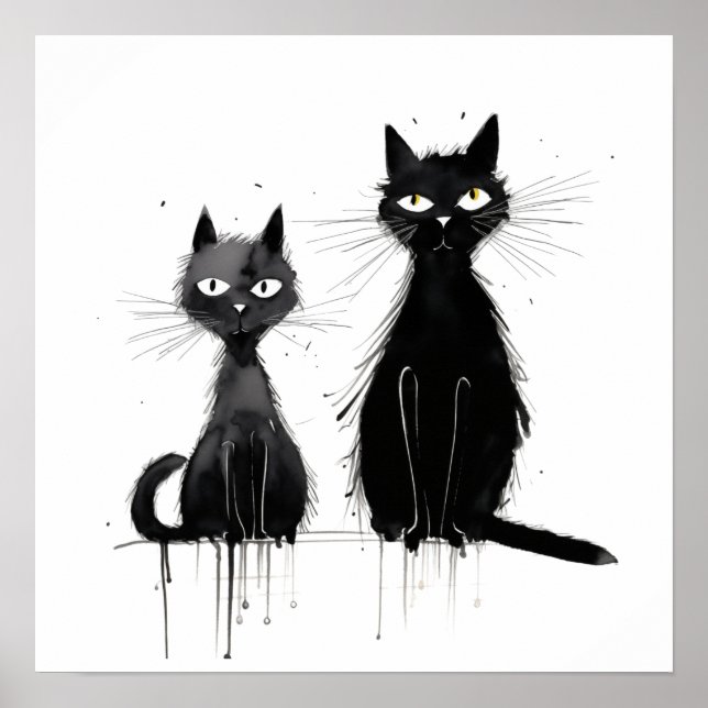 Póster Dos gatos negros (Frente)