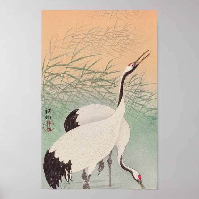 Póster Dos grullas (1925-1936) de Ohara Koson (Frente)