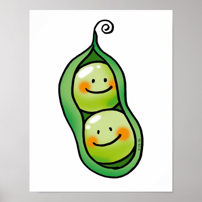 Póster Dos guisantes en una vaina (Frente)