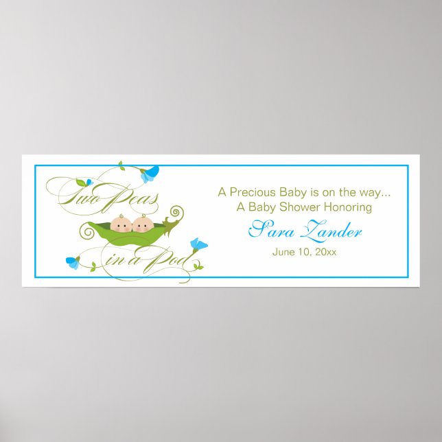 Póster Dos guisantes gemelos en un podo | Pancarta de pin (Frente)