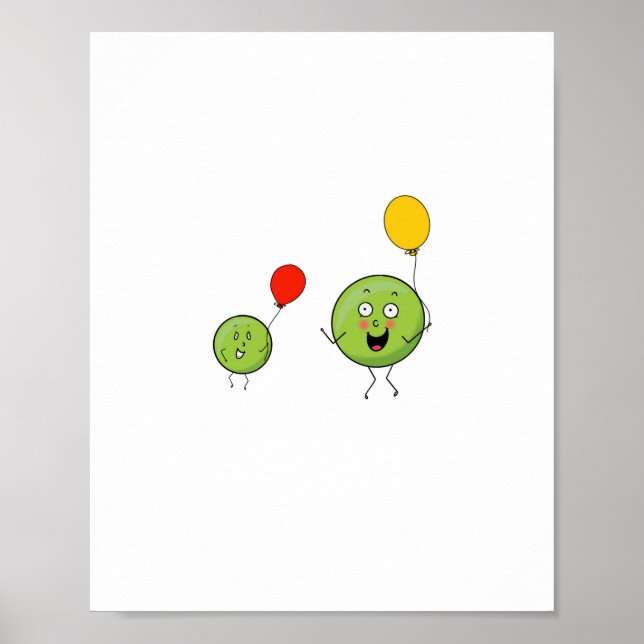 Póster Dos guisantes, tema de guisante lindo (Frente)