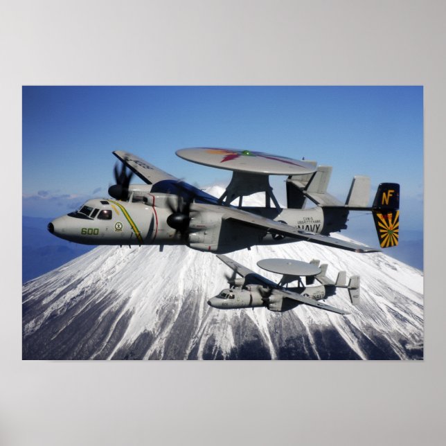 Póster Dos Hawkeyes E-2C conducen un vuelo (Frente)