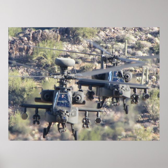 Póster Dos helicópteros Apache AH-64 (Frente)