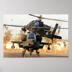 Póster Dos helicópteros Apache AH-64