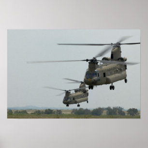 Póster Dos helicópteros CH-47 Chinook