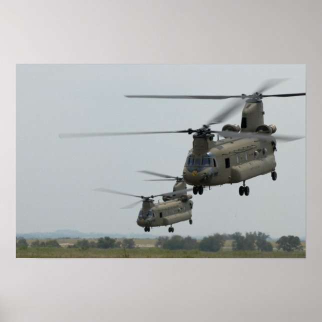 Póster Dos helicópteros CH-47 Chinook (Frente)