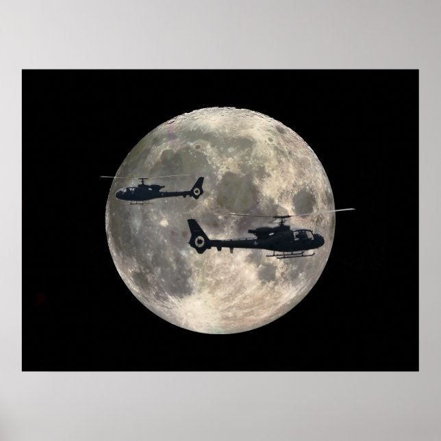 Póster dos helicópteros en forma de luna llena (Frente)