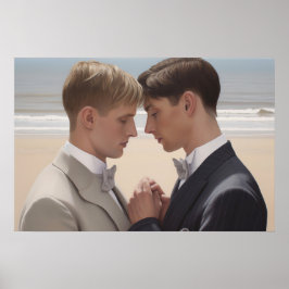 Póster Dos hombres en su boda en la playa