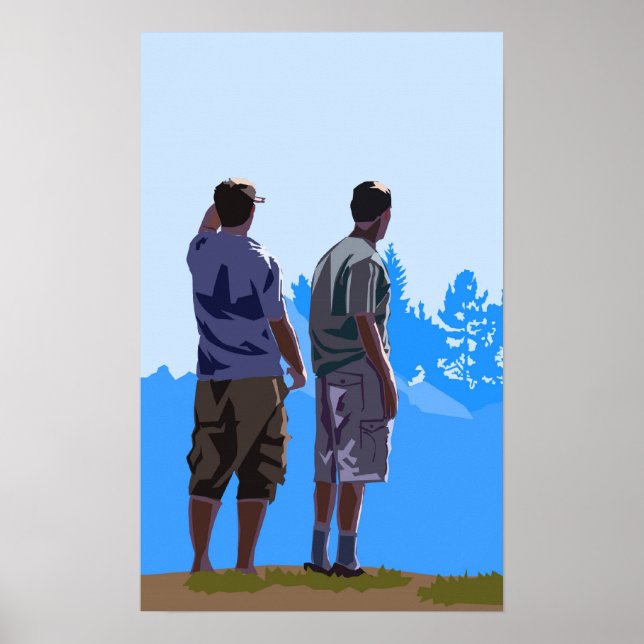 Póster Dos hombres mirando al Poster (Frente)