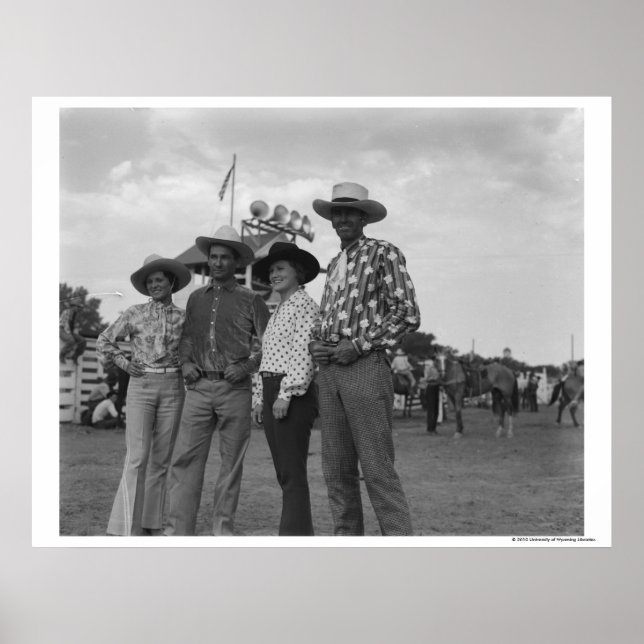 Póster Dos hombres y dos mujeres en un rodeo (Frente)