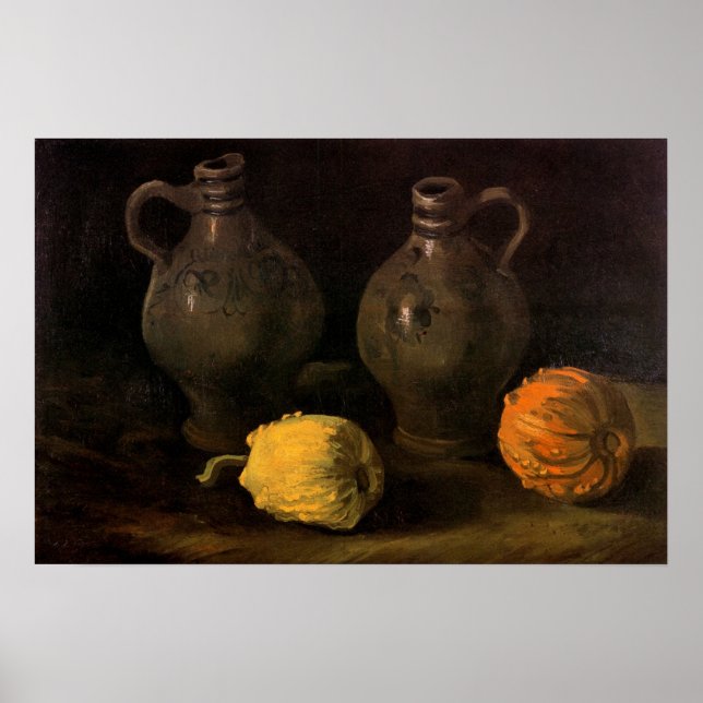 Póster Dos jarras y dos calabazas de Vincent van Gogh (Frente)