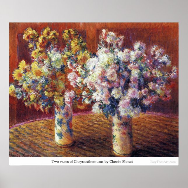 Póster Dos jarrones de crisantemo de Claude Monet (Frente)