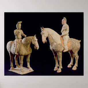 Póster Dos jinetes, chino, dinastía Tang (618-906) (terra