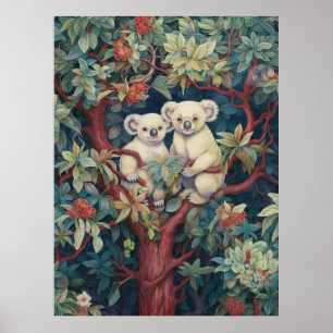 Póster Dos koalas sobre un árbol de encías