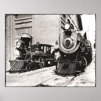 Póster Dos locomotoras de vapor
