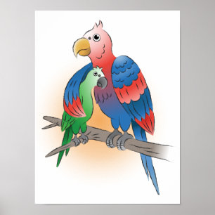 Póster Dos Loros Feliz Día de las Madres