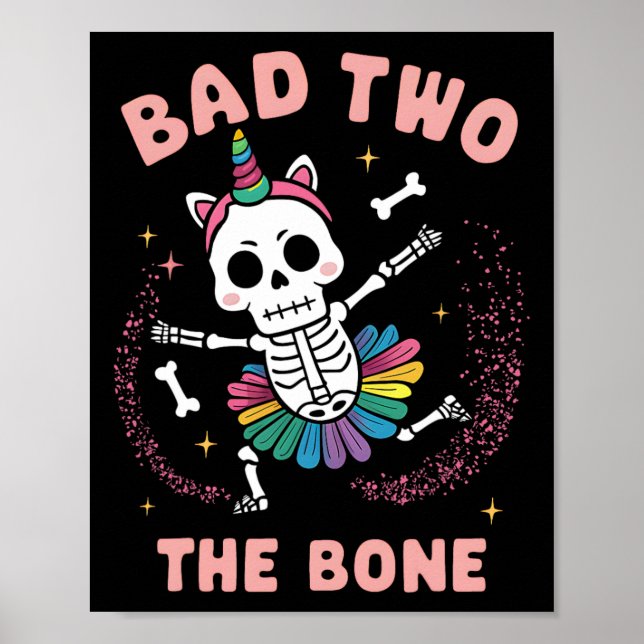 Póster Dos malos El cumpleaños 2 de Halloween con huesos  (Frente)