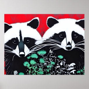 Póster Dos mapaches