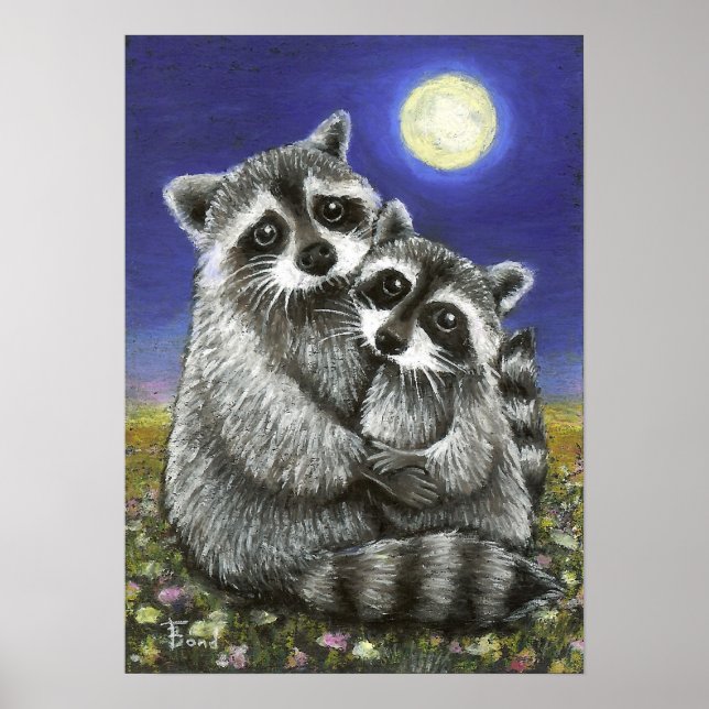 Póster Dos mapaches locamente enamorados (Frente)