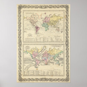 Póster Dos mapas del mundo