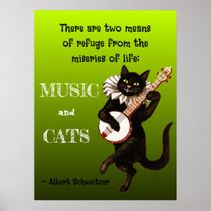 Póster Dos medios de refugio música gatos Schweitzer