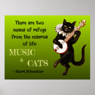 Póster Dos medios de refugio Música Gatos Schweitzer
