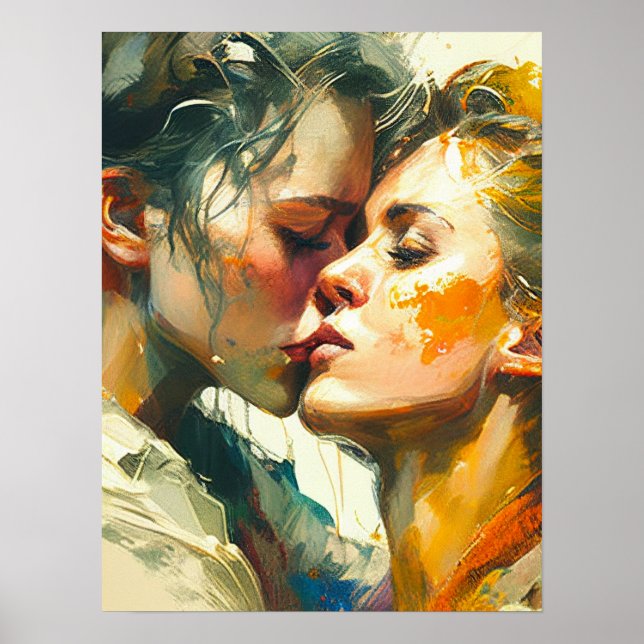 Póster Dos mujeres besan (Frente)