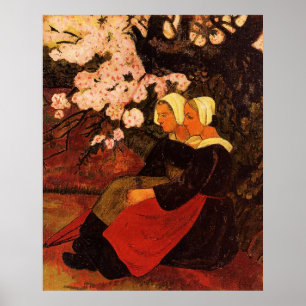 Póster Dos mujeres bretonas bajo el árbol de manzanas,