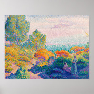 Póster Dos mujeres cerca de la costa, pintura famosa,