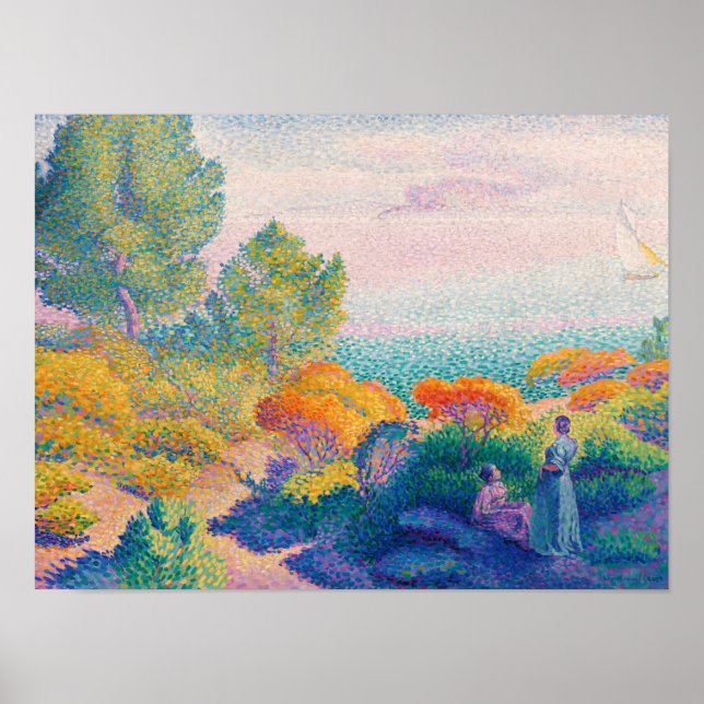 Póster Dos mujeres cerca de la costa, pintura famosa, (Frente)