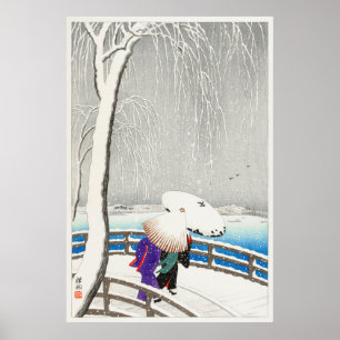 Póster Dos mujeres en el puente Yanagi de Ohara Koson (19