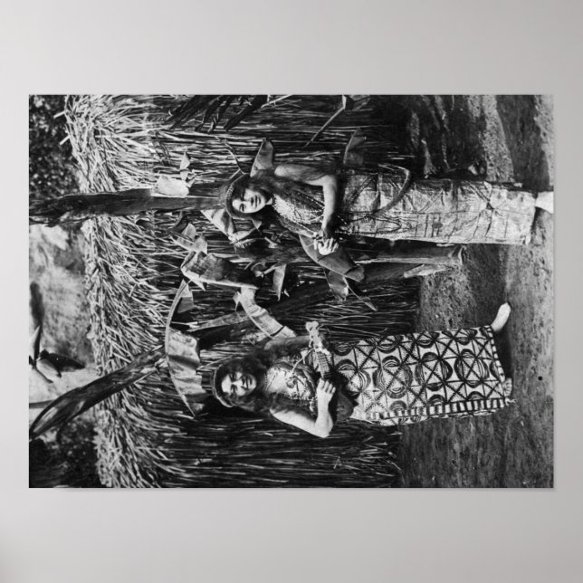 Póster Dos mujeres hawaianas con fotos en ucraniano (Frente)