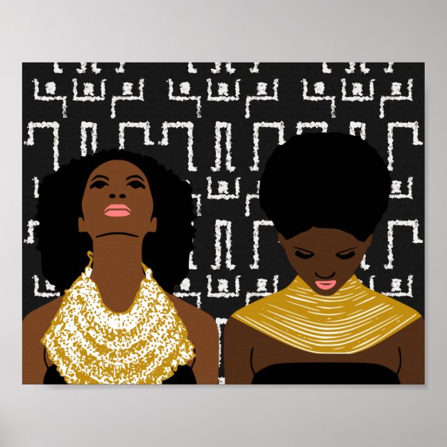 Póster Dos mujeres negras vistiendo collares tribales de  (Frente)