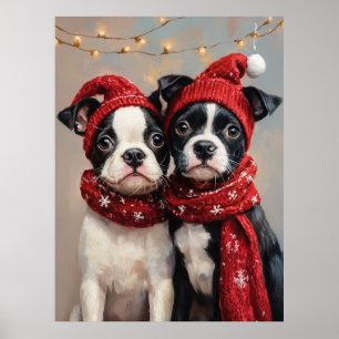 Póster Dos Navidades cachorros