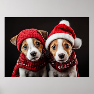Póster Dos Navidades cachorros