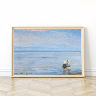 Póster Dos niños remando en Skagen Beach, PS Kroyer