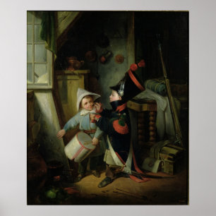 Póster Dos niños vestidos como soldados