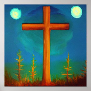 Póster Dos opciones cruzadas en un jardín en un Poster no