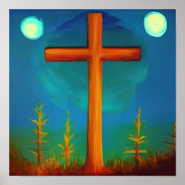 Póster Dos opciones cruzadas en un jardín en un Poster no (Frente)