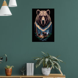 Póster Dos osos en el bosque oscuro