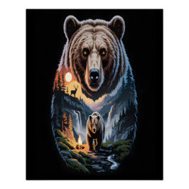 Póster Dos osos en el bosque oscuro 2
